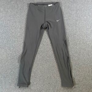 Nike Leggings Women L Dri-FIT Gray Ankle Zip Back Pocket Activewear